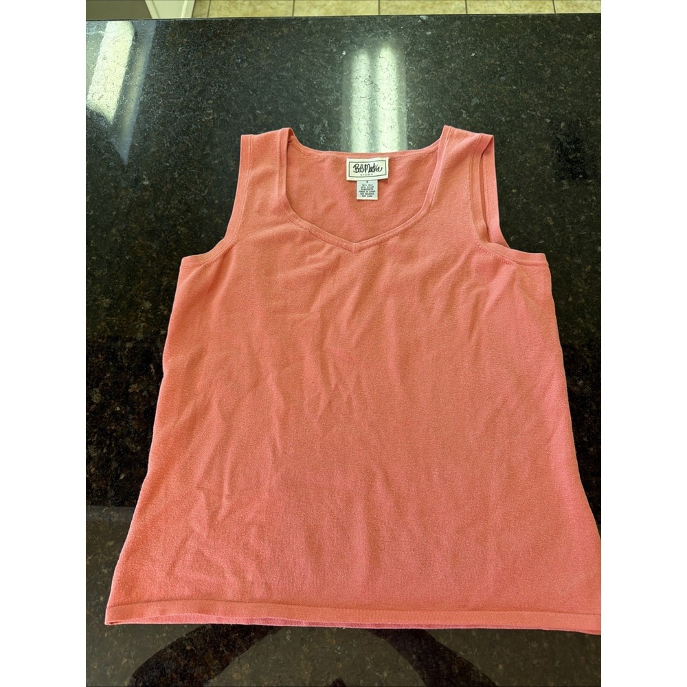 Vintage Bob Mackie‎ Studio Silk Blend Tank Sz S Coral Blouse Shirt Top Luxury